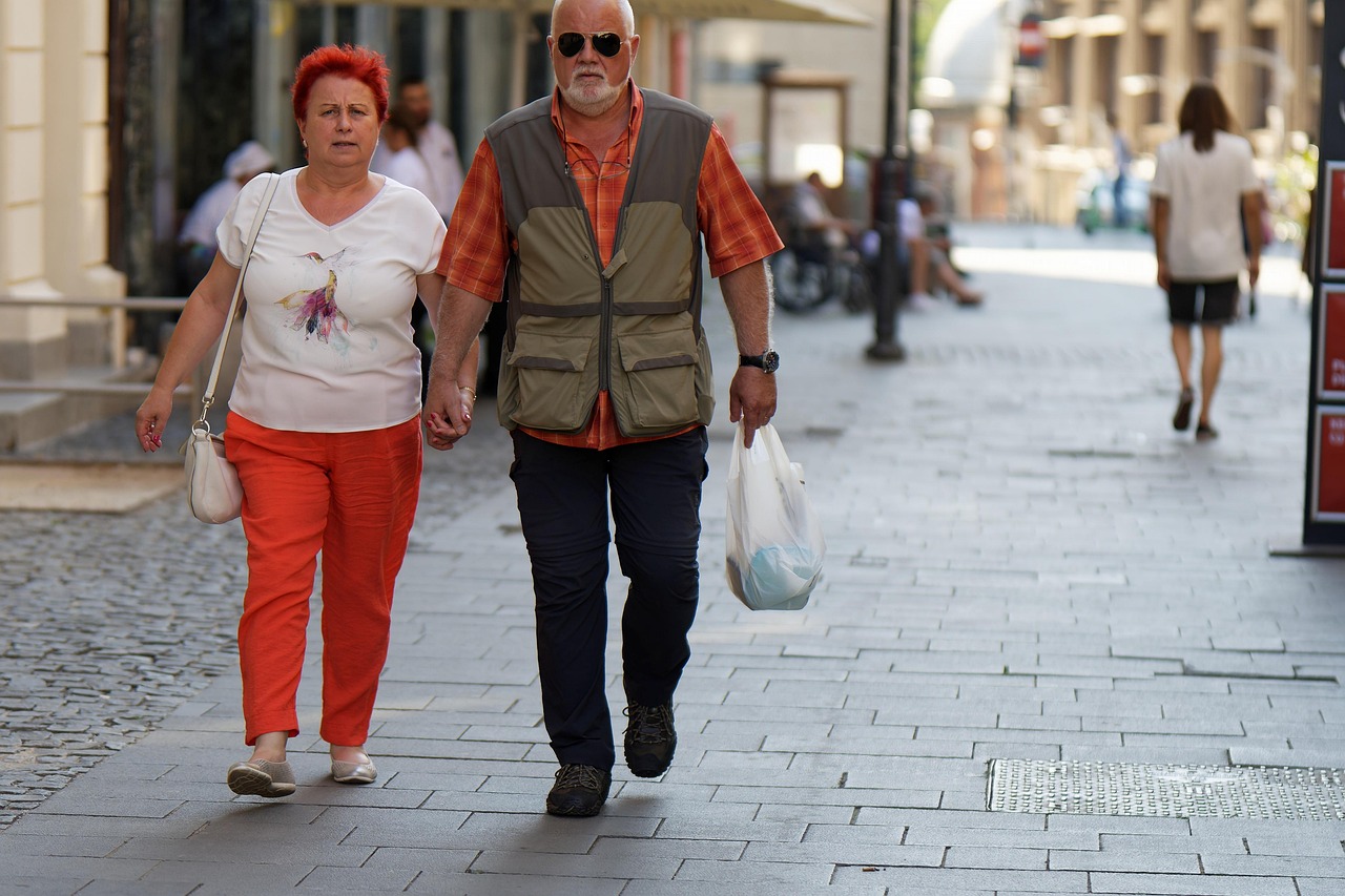elderly couple, walking, sidewalk, pavement, husband and wife, street, urban, holding hands, elderly couple, elderly couple, elderly couple, elderly couple, elderly couple