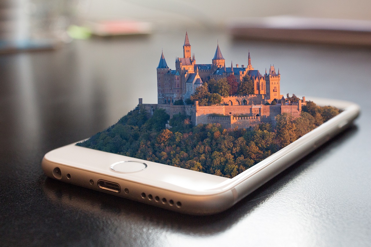 mobile phone, smartphone, hohenzollern castle, castle, metaverse, virtual reality