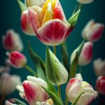 tulips, flower background, flowers, bouquet, flower wallpaper, petals, flora, spring, 3d art, 3d mockup, sheets, beautiful flowers, nature